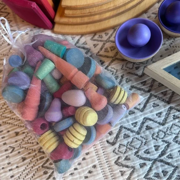 Fun Rainbow Wooden Toy Play Lot 🌈 - Picture 2 of 13